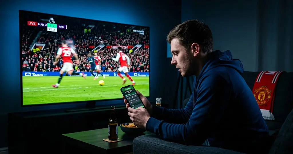 Live wedden op voetbal in actie